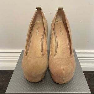 ALDO beige suede wedges
